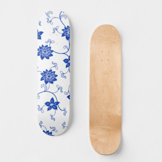Blauw & Wit Bloemend Skate Deck, Kintsugi geïnspir Persoonlijk Skateboard