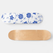 Blauw & Wit Bloemend Skate Deck, Kintsugi geïnspir Persoonlijk Skateboard (Horizontaal)