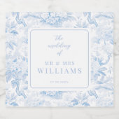 Blauw wit bloemendesign wijnfleslabel voor bruilof sparkling wijnetiket (Enkel label)