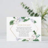 Blauw wit bloemengroen gouden boeken voor baby boy informatiekaartje (Staand voorkant)