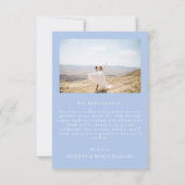 Blauw wit bloemenkrans boho Wedding Foto Bedankkaart (Achterkant)