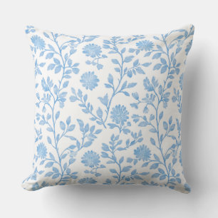 Blauw & Wit Bloemenkussen Kussen
