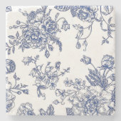  blauw & wit bloemenmarmeren stenen onderzetter (Voorkant)