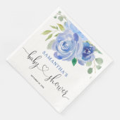 Blauw wit bloemenpapier baby shower dinerservetten servet (Hoek)