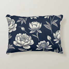 blauw-wit  bloemenprint accent kussen