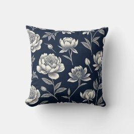 blauw-wit  bloemenprint kussen