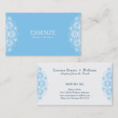 Blauw & wit bloemenreversibele mandala visitekaartje (Voorkant / Achterkant)