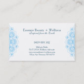 Blauw & wit bloemenreversibele mandala visitekaartje (Achterkant)