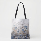 blauw/wit bloementuin Maid of Honor Tote Bag (Voorkant)