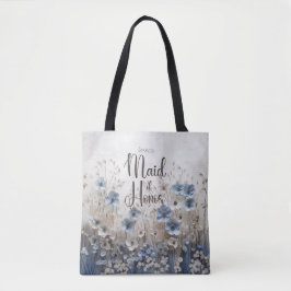 blauw/wit bloementuin Maid of Honor Tote Bag