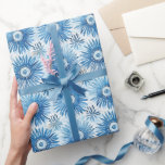 Blauw Wit Bloemig Vrijgezellenfeest Cadeaupapier<br><div class="desc">Blauw Wit Bloemig Vrijgezellenfeest</div>