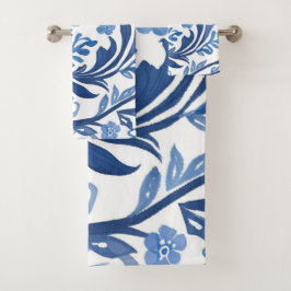 Blauw & Wit Bloemmotief | Chinoiserie Patroon Bad Handdoek