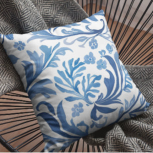 Blauw & Wit Bloemmotief   Chinoiserie Patroon Kussen