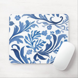 Blauw & Wit Bloemmotief   Chinoiserie Patroon Muismat