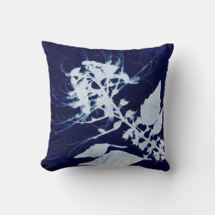 Blauw & Wit Bloemmotief Cyanotype Kunst Kussen