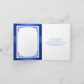 Blauw, wit bloemmotief, harten bruiloft dank u kaa bedankkaart (Binnen)