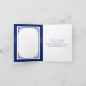 Blauw, wit bloemmotief, harten bruiloft dank u kaa bedankkaart (Binnen)