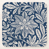Blauw & Wit bloemmotief Kartonnen Onderzetters (Voorkant)