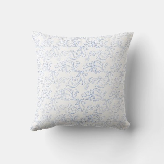 Blauw-wit bloemmotief kussen (Achterkant)