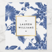 Blauw-wit bloemmotief uit de oude doos wijn etiket (Enkel label)