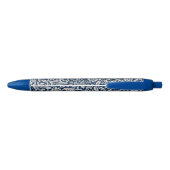 Blauw & Wit  bloemmotief Zwarte Inkt Pen (Achterkant)