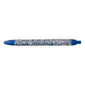 Blauw & Wit  bloemmotief Zwarte Inkt Pen (Voorkant)