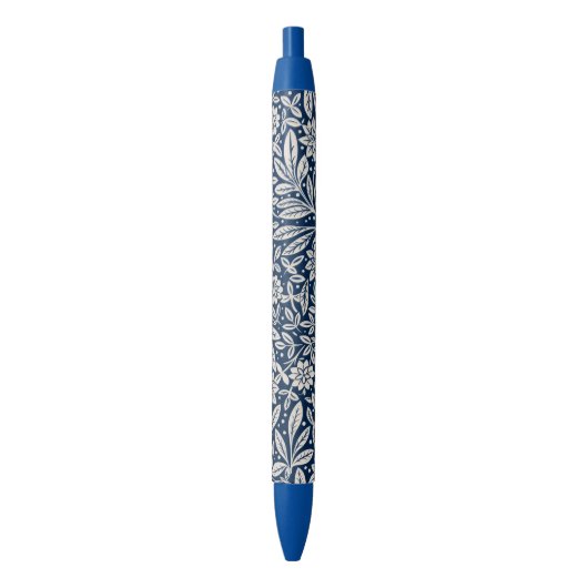 Blauw & Wit  bloemmotief Zwarte Inkt Pen (Voorkant Verticaal)