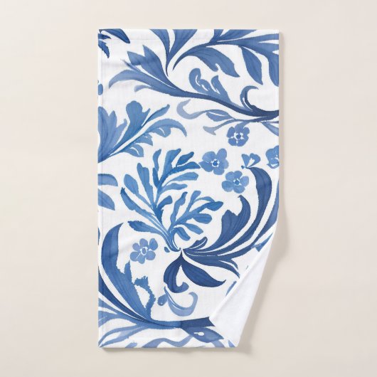 Blauw & Wit Bloemontwerp | Chinoiserie Pattern Bad Handdoek (Handdoek)