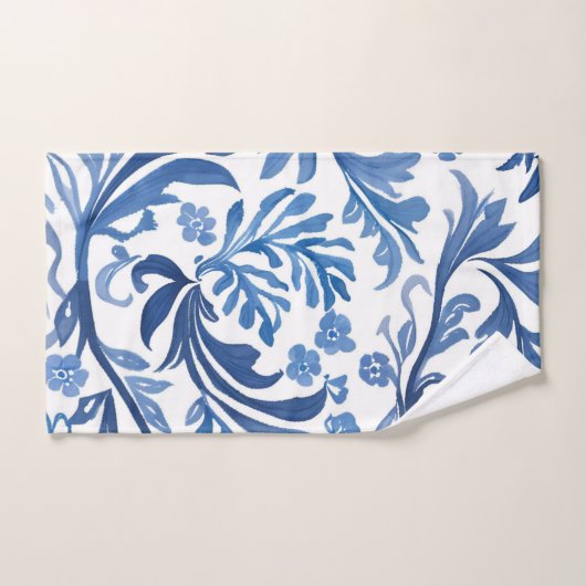 Blauw & Wit Bloemontwerp | Chinoiserie Pattern Bad Handdoek (Handdoek)