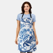 Blauw & Wit Bloemontwerp | Chinoiserie Pattern Schort (Gedragen)