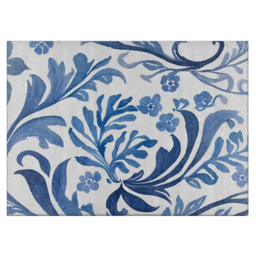 Blauw & Wit Bloemontwerp | Chinoiserie Pattern Snijplank (Voorkant)