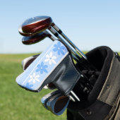 BLAUW WIT BLOEMPATROON BLOEMEN INITIALEN GOLFHEADCOVER (Insitu)