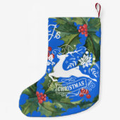 Blauw wit bloempatroon Middellandse-stijl Kleine Kerstsok (Achterkant)