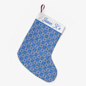 Blauw wit bloempatroon Middellandse-stijl Kleine Kerstsok (Voorkant (Hangend))