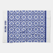 Blauw wit bloempatroon Middellandse Zee geïnspiree Theedoek (Horizontaal)