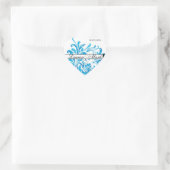 Blauw Wit Bloempatroon Save the Date Hart Sticker (Tas)