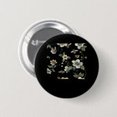 Blauw Wit Bloempatroon - Whimsigoth Dark Aesthe Ronde Button 5,7 Cm (Voorkant /achterkant)