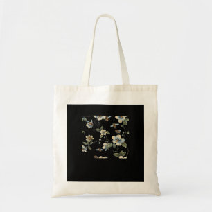 Blauw Wit Bloempatroon - Whimsigoth Dark Aesthe Tote Bag