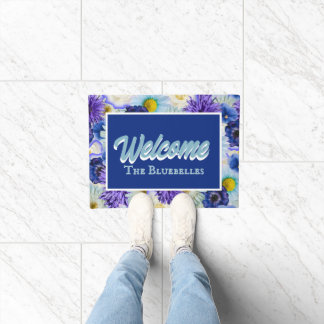 Blauw & Wit Bloemstuk Persoonlijke Entree Welkombo Deurmat