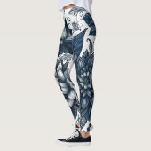 Blauw & Wit Boheems Bloemen Print Leggings (Links)