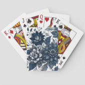 Blauw & Wit Boheems Bloemen Print Pokerkaarten (Achterkant)