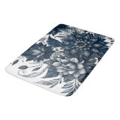 Blauw & Wit Boheems Bloemendessin Badmat (Gekanteld)