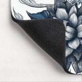 Blauw & Wit Boheems Bloemendessin Muismat (Hoek)