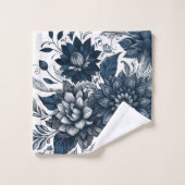 Blauw & Wit Boheemse Bloemenprint Bad Handdoek (Wasdoekje)