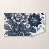Blauw & Wit Boheemse Bloemenprint Bad Handdoek (Handdoek)