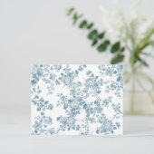  blauw wit bohemen elegant floraal briefkaart (Staand voorkant)