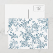  blauw wit bohemen elegant floraal briefkaart (Voorkant / Achterkant)