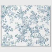  blauw wit bohemen elegant floraal cadeaupapier (Vlak)