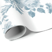  blauw wit bohemen elegant floraal cadeaupapier (Rol Hoek)