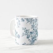 blauw wit bohemen elegant floraal koffiemok (Voorkant links)